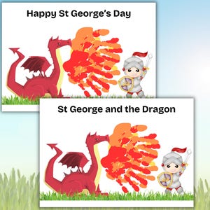 George and the Dragon Handprint Craft Printable, Fun Handprint Art activity to remember St George and the Dragon, Celebrate St George's Day