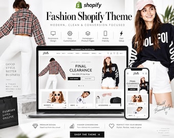 Tema de Shopify para moda / Plantilla para tienda de ropa / Sitio web de comercio electrónico adaptable / Tema moderno para boutique