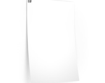 May include: A rectangular white poster with a smooth, matte finish. In the top left corner, there is a small, black, rectangular logo containing the text "THE NORTH FACE" stacked above the brand's iconic half-dome mountain graphic symbol.