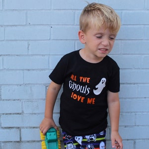 Funny Halloween Shirt for boys, All the Ghouls love me, Custom shirt for kids, Halloween Gift for kids, Boys Halloween School Party Shirt