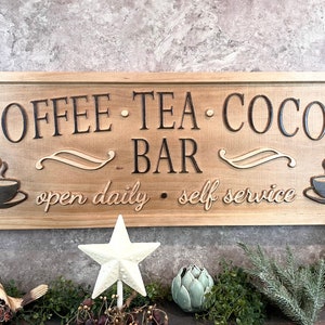 Personalized Coffee Station Sign - Custom Home Kitchen Decor for Mom, Dad - Unique Christmas, Birthday, Retirement Gift