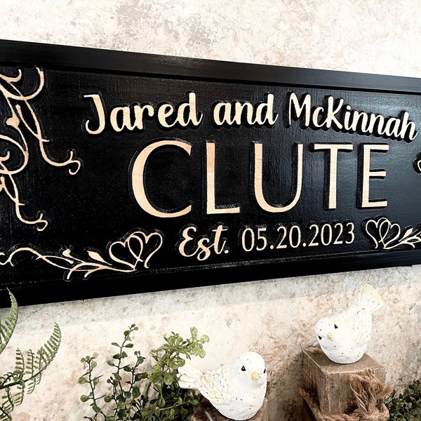 Unique Wedding Gift for Couple Personalized Last Name Wedding Sign Decor Custom 3D Wood Sign Bridal Shower or Anniversary Gift for Her Mom