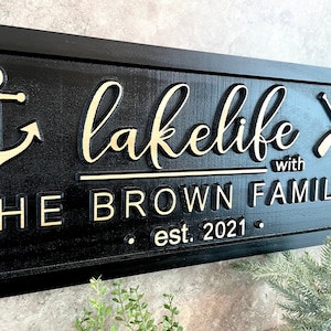 Custom Lake life Sign Lake House Sign Decor Personalized Lakelife Wood Sign Lakehouse Family Name Sign Cabin Camp Sign Birthday Gift for Her