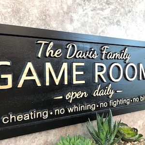 Personalized Game Room Sign Custom Family Game Room Sign Last Name Sign Man Cave Poker Room Birthday Gifts for Him fathers day Gift for Mom image 3