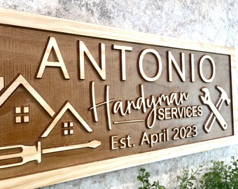 Custom Handyman Sign Personalized Construction Sign Contractor Sign Gift for Him Workshop Business Sign Birthday Gift for Boss Fathers Gift
