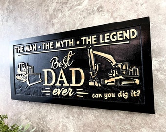 Custom Best Dad Ever Sign Construction Worker Sign Birthday Fathers Day Gift for Dad Grandpa Valentines Gift from Kid Wife Gift for Him