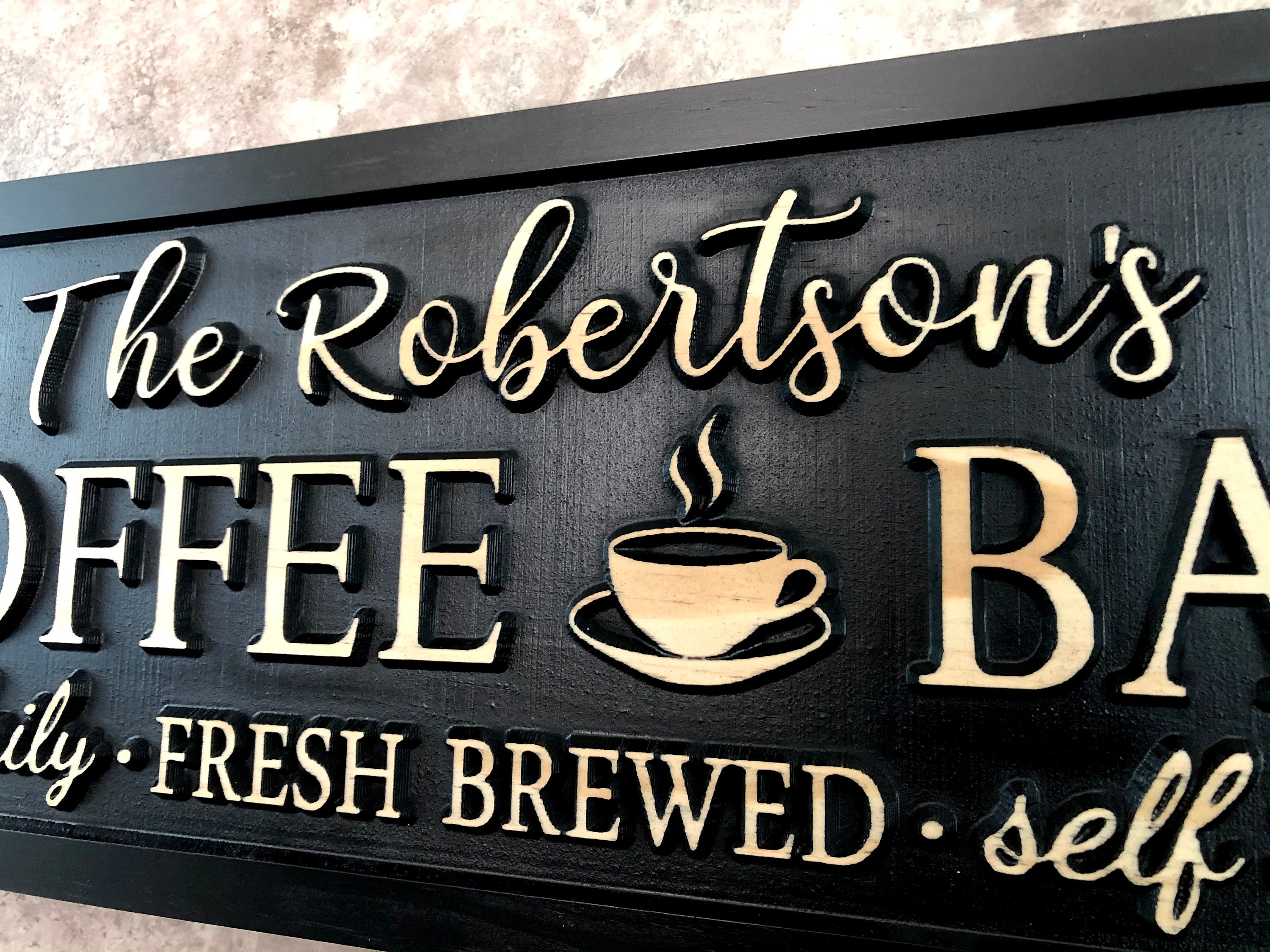 Personalized Coffee Bar Sign Custom Coffee Name Sign Home Etsy