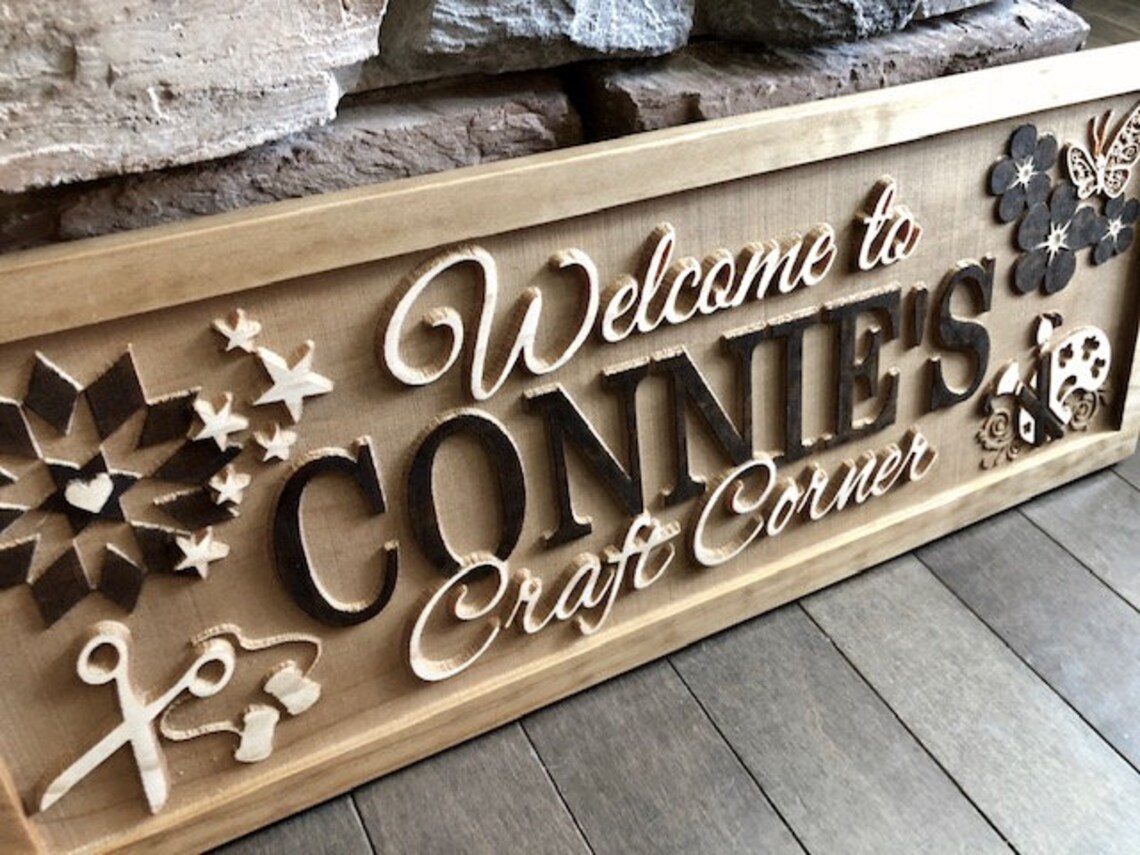 Craft Room sign Scrapbook Corner Personalized Quilting Room Etsy