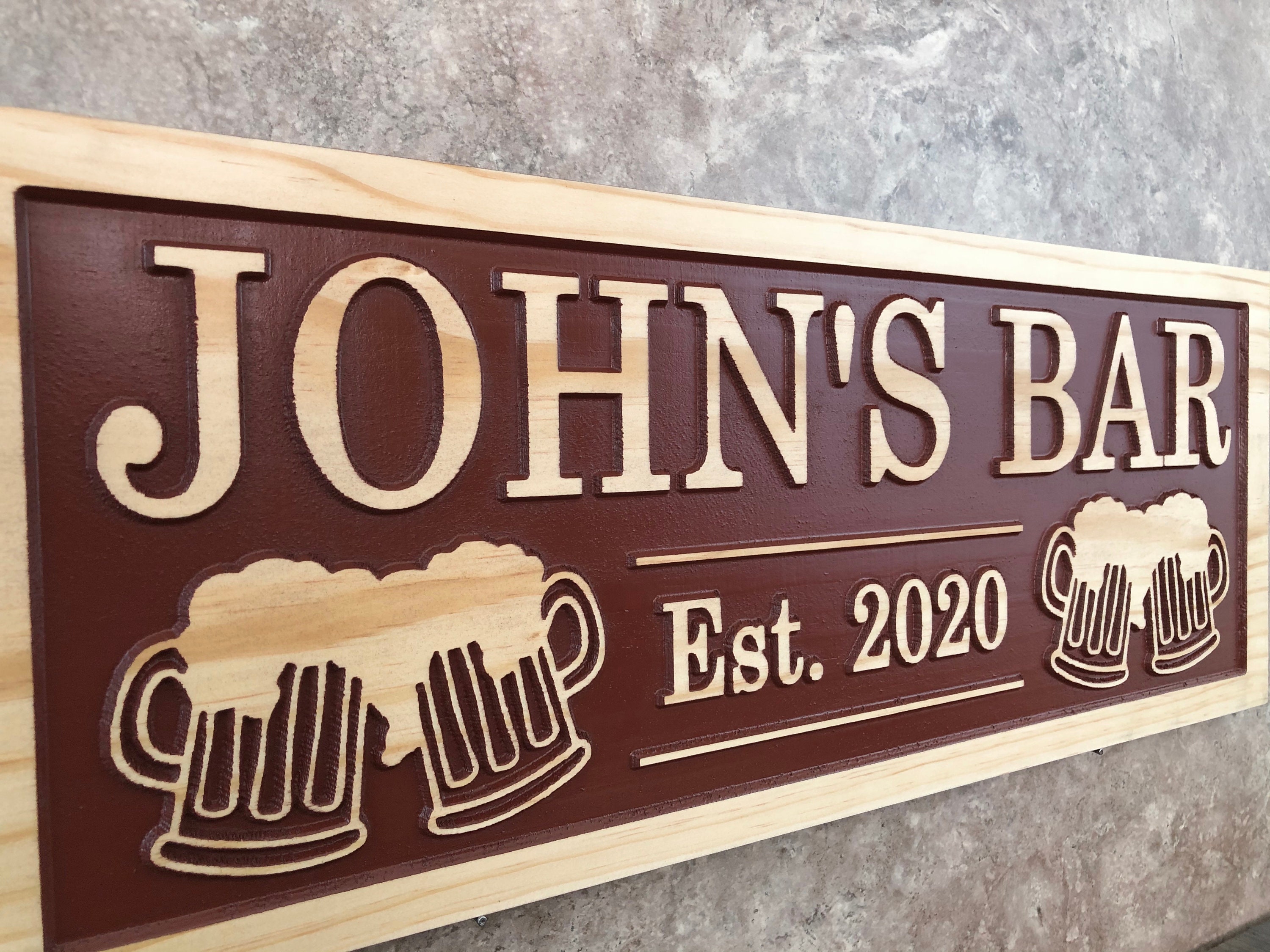 Personalized Bar Signs Custom Wood Name Signs for Man Cave | Etsy