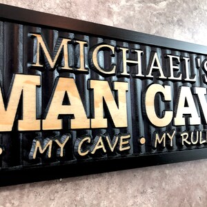 Personalized Man Cave Sign Custom Man Cave Name Sign for Bar Game Poker Billiard Room My Cave Rules Christmas Father's Day Gift for Dad Him image 8