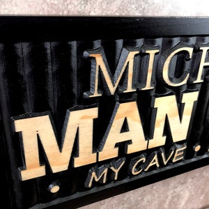 Personalized Man Cave Sign Custom Man Cave Name Sign for Bar Game Poker Billiard Room My Cave Rules Christmas Father's Day Gift for Dad Him Bild 5