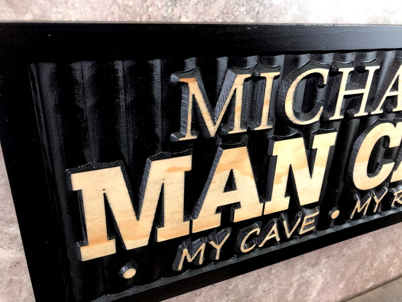 Personalized Man Cave Sign Custom Man Cave Name Sign for Bar Game Poker Billiard Room My Cave Rules Christmas Father's Day Gift for Dad Him image 5