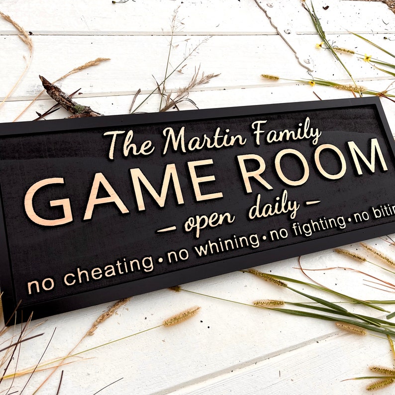 Personalized Game Room Sign Custom Family Game Room Sign Last Name Sign Man Cave Poker Room Birthday Gifts for Him fathers day Gift for Mom image 8