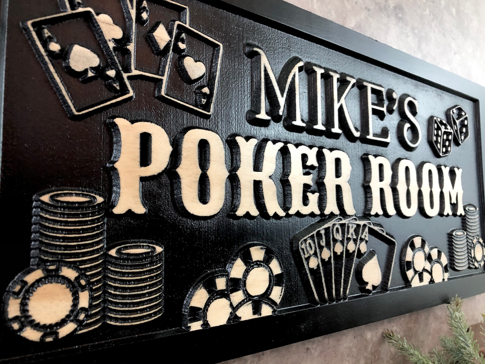 Personalized Poker Room Sign Custom Poker Game Room Name Sign for Man