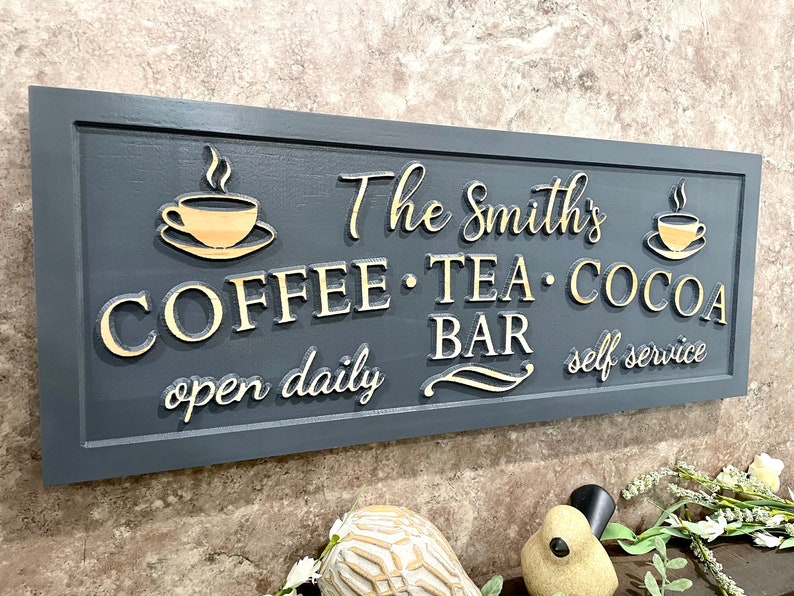 Custom Coffee Tea Cocoa Sign Coffee Bar Sign New Home Kitchen Etsy