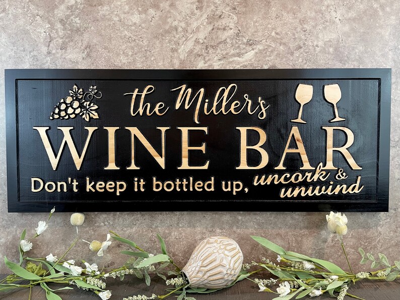 Wine Bar Sign Custom Wine Sign for Home Bar Decor Personalized Etsy