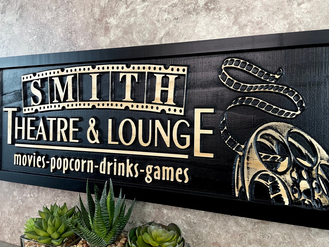 Custom Home Theater Sign Personalized Movie Theatre Room Decor Etsy México
