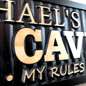 Personalized Man Cave Sign Custom Man Cave Name Sign for Bar Game Poker Billiard Room My Cave Rules Christmas Father's Day Gift for Dad Him Bild 3