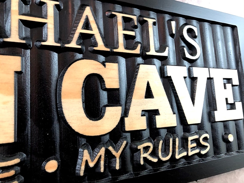 Personalized Man Cave Sign Custom Man Cave Name Sign for Bar Game Poker Billiard Room My Cave Rules Christmas Father's Day Gift for Dad Him Bild 3