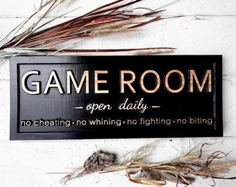 Custom Game Room Decor Family Game Room Sign Game Night Sign Arcade Lounge Sign Birthday Fathers Day Gift for Dad Mothers Day Gift for Mom