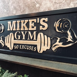 Personalized Gym name Sign Custom Home gym workout Room sign Gifts for Him Birthday gift for Dad Mom CrossFit gym custom Muscle name sign