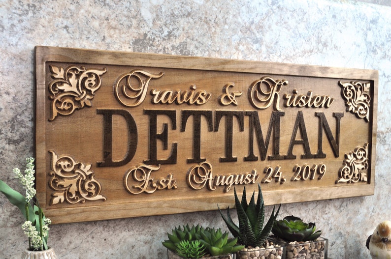 Custom Carved Wood Name Sign Personalized Last Name Sign - Etsy