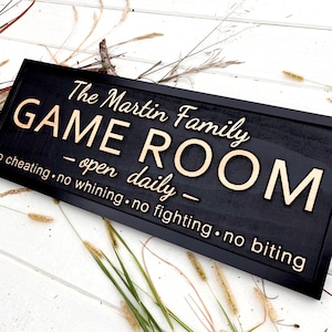 Personalized Game Room Sign Custom Family Game Room Sign Last Name Sign Man Cave Poker Room Birthday Gifts for Him fathers day Gift for Mom image 6