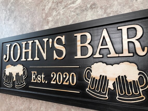 Personalized Bar Signs Custom Wood Name Signs for Sports Bar - Etsy