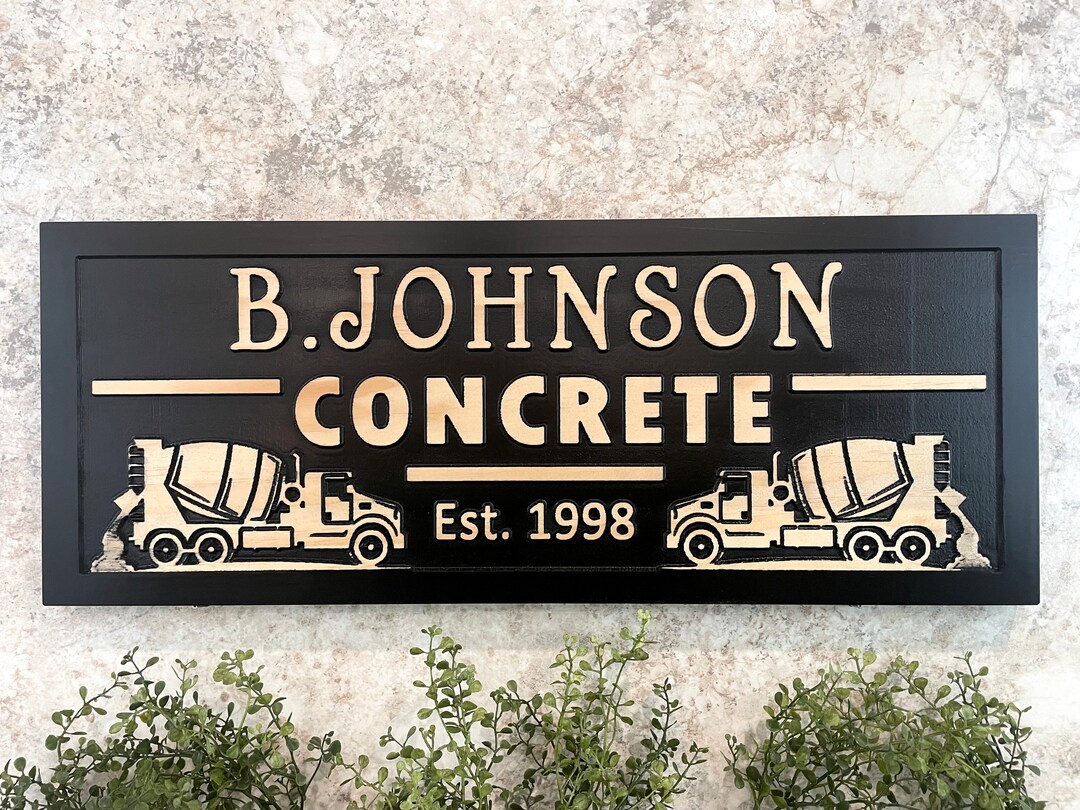Custom Cement Name Sign Concrete Business Sign Personalized Etsy