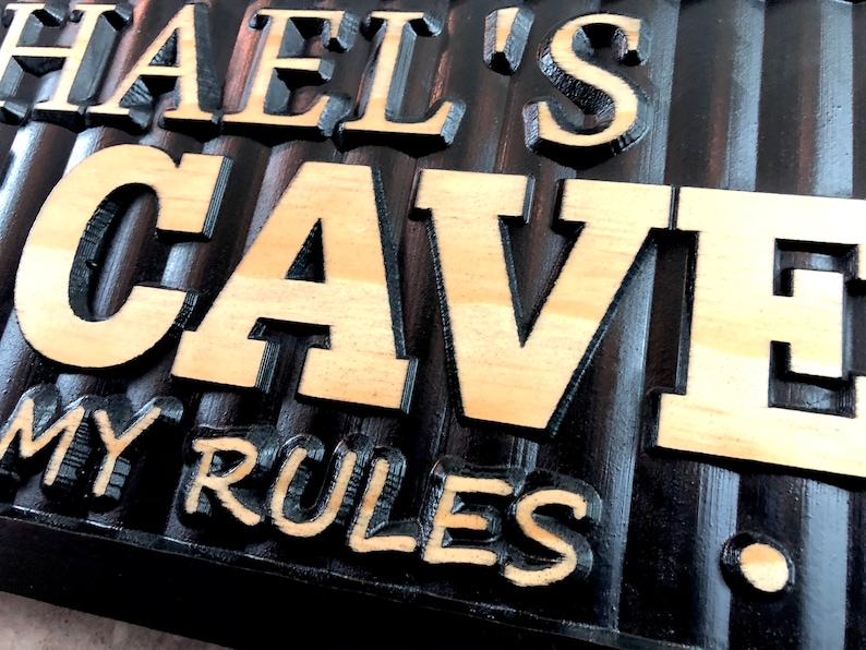 Personalized Man Cave Sign Custom Man Cave Name Sign for Bar Game Poker Billiard Room My Cave Rules Christmas Father's Day Gift for Dad Him Bild 7