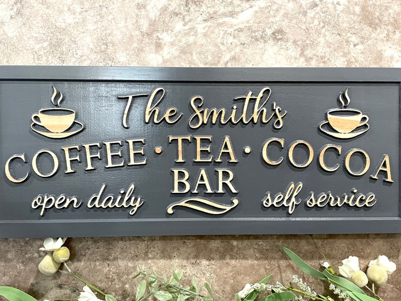 Custom Coffee Tea Cocoa Sign Coffee Bar Sign New Home Kitchen Etsy