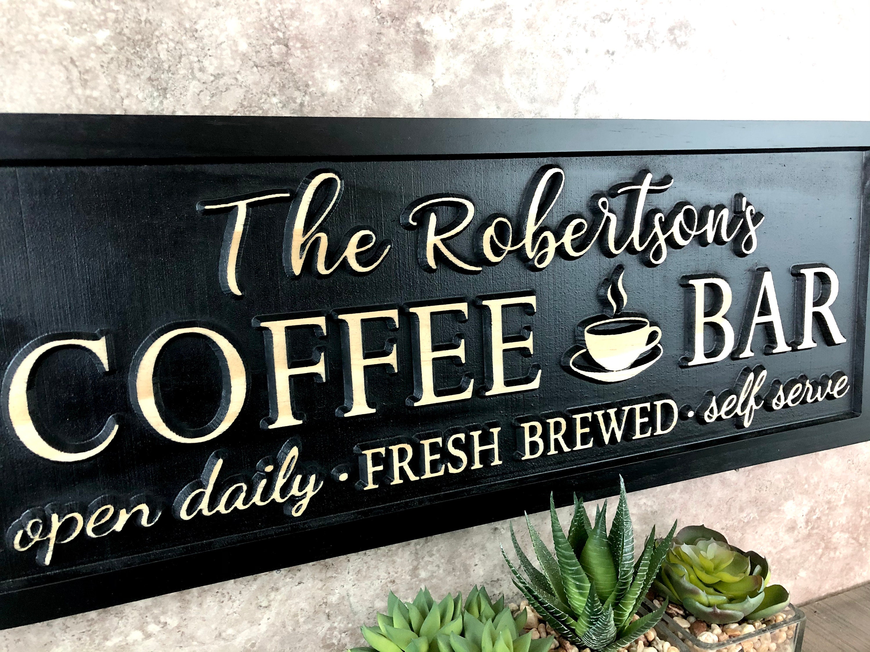 Personalized Coffee Bar Sign Custom Coffee Name Sign Home Etsy