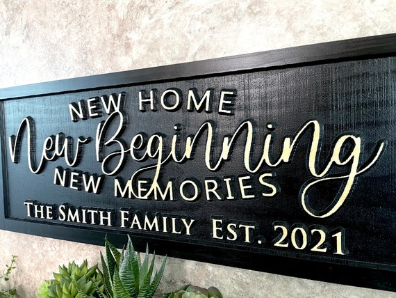 HOUSEWARMING First Plaque Sign NEW HOME Personalised GIFT Memories Family 