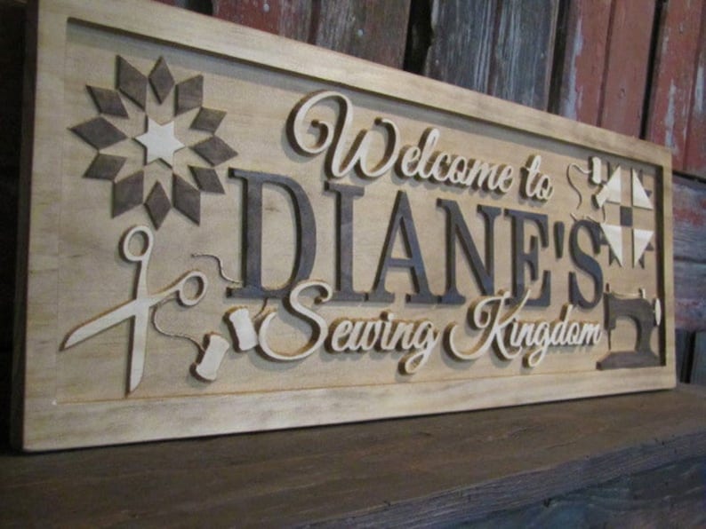 Personalized Sewing and Quilting Room Signs Wood Name Sign Etsy