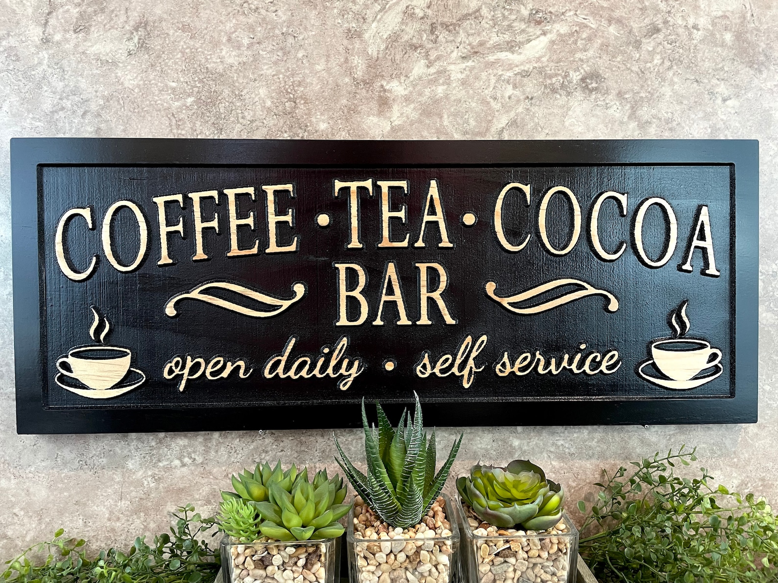 Coffee Tea Cocoa Bar Sign Custom Coffee Bar Sign Home Kitchen Etsy
