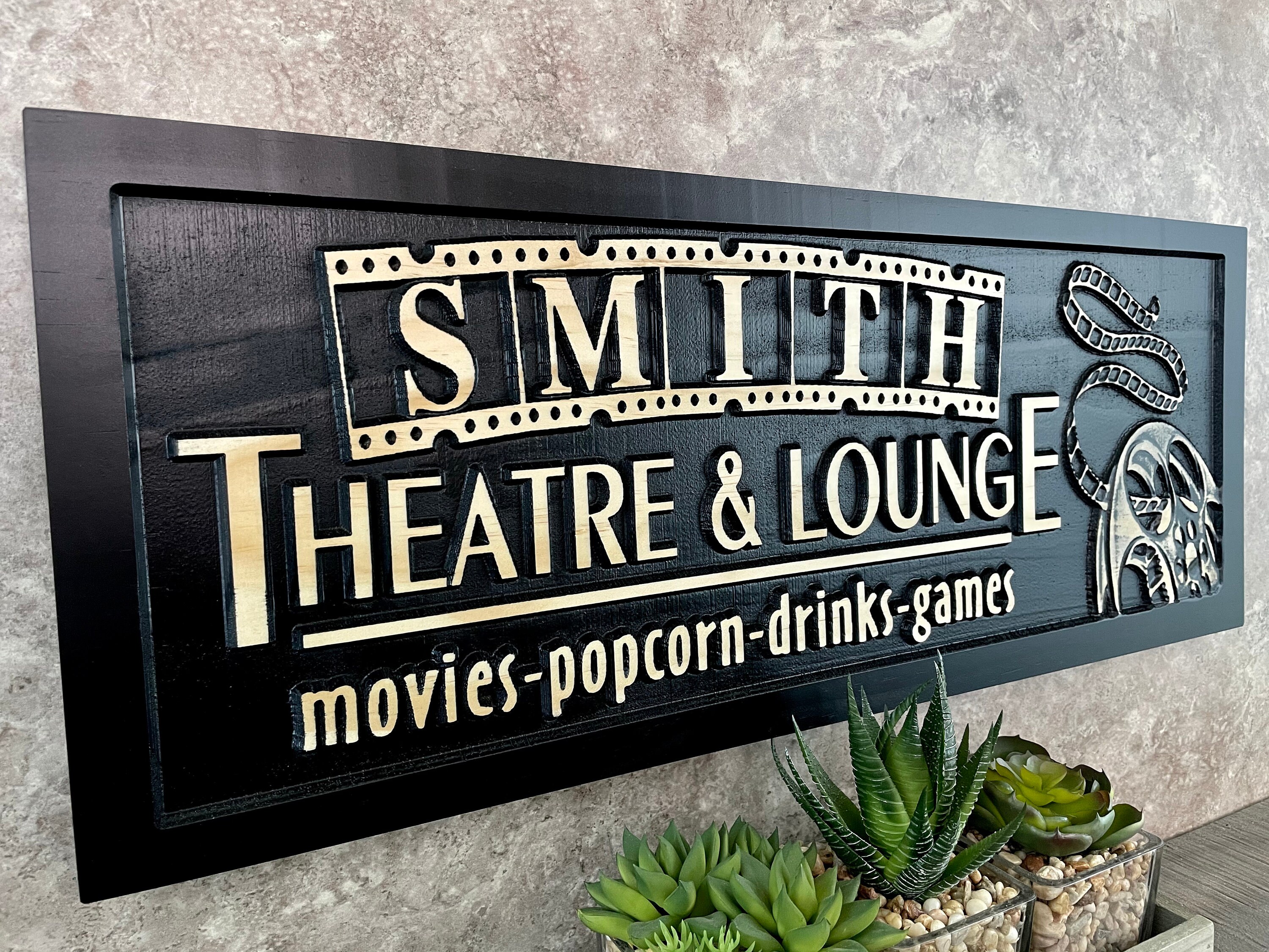 Custom Home Theater Sign Personalized Movie Theatre Room Decor Etsy
