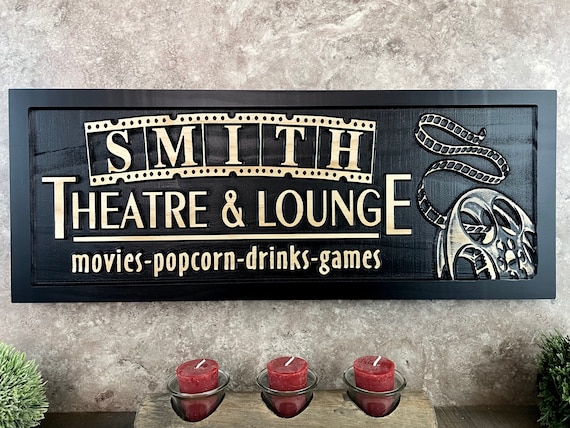 Custom Home Theater Sign Personalized Movie Theatre Room Decor - Etsy