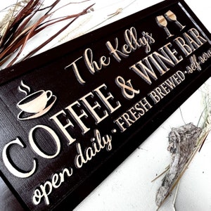 Custom Wooden Coffee & Wine Bar Signs - Personalized Kitchen Decor - Perfect Father&#39;s Day or Birthday Present