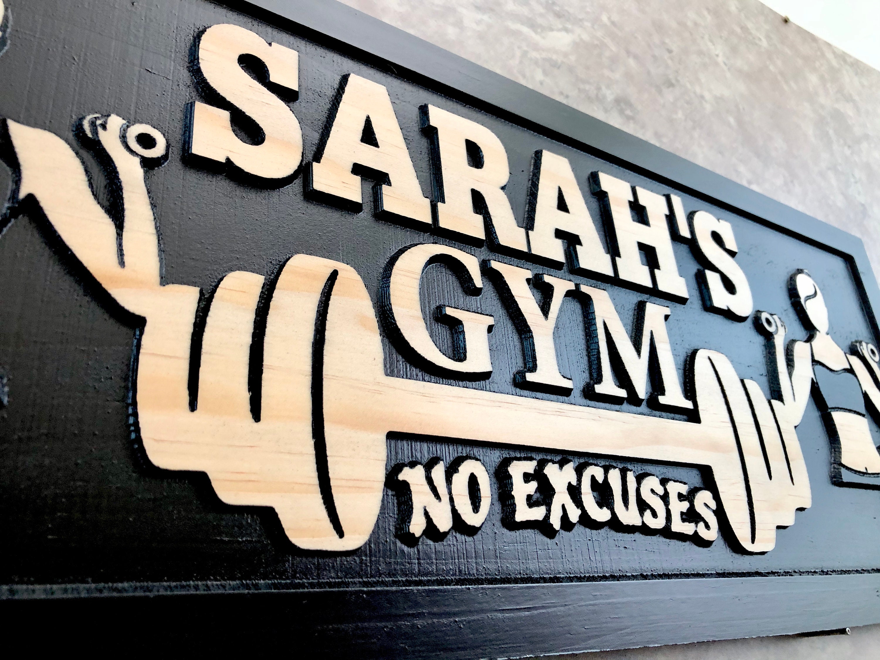 Personalized Home Gym name Sign Custom gym workout Room signs Etsy España