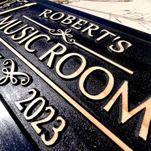 Personalized Music Room Sign, Custom Carved Acoustic Guitar Studio ...