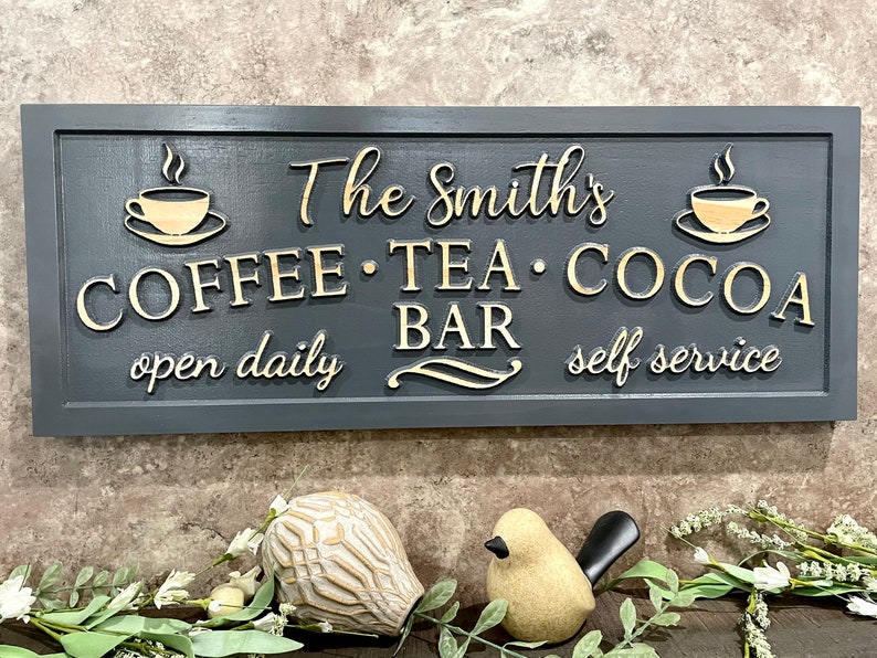 Custom Coffee Tea Cocoa Sign Coffee Bar Sign New Home Kitchen Etsy