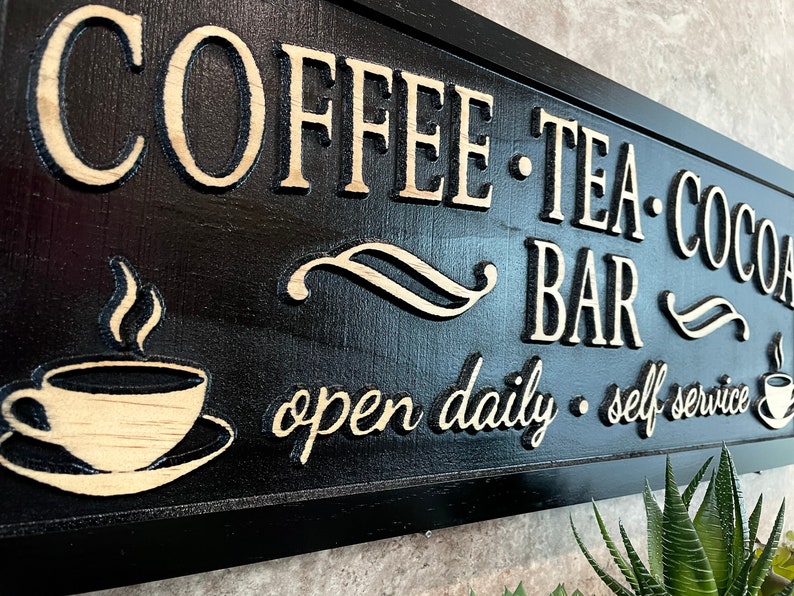 Coffee Tea Cocoa Bar Sign Custom Coffee Bar Sign Home Kitchen Etsy