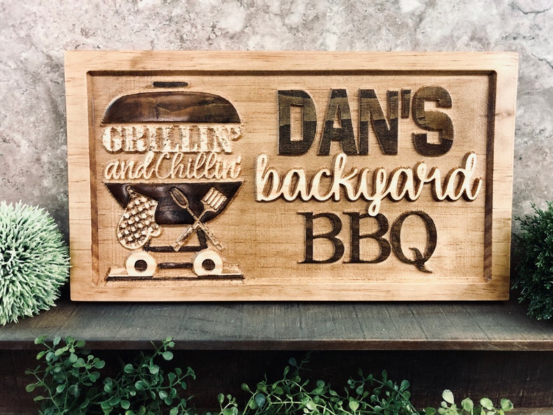 Personalized BBQ Name Sign Chillin Grill Signs for Backyard Etsy