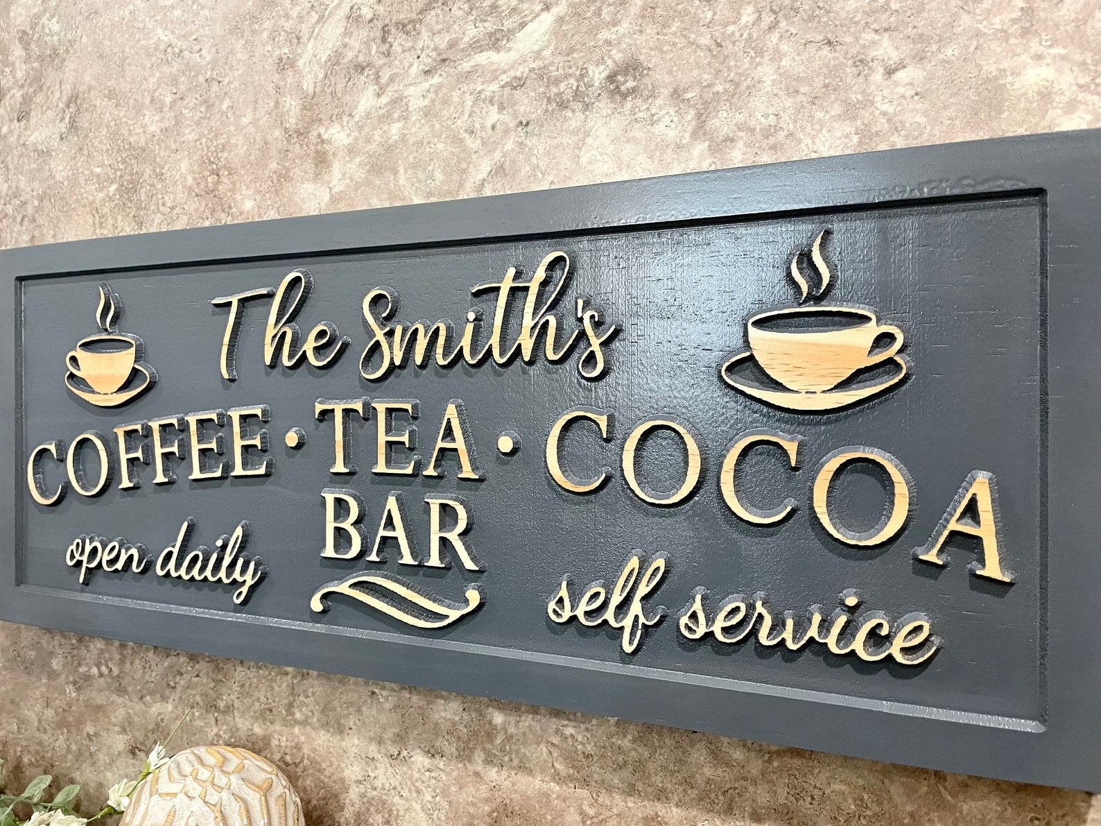 Custom Coffee Tea Cocoa Sign Coffee Bar Sign New Home Kitchen Etsy