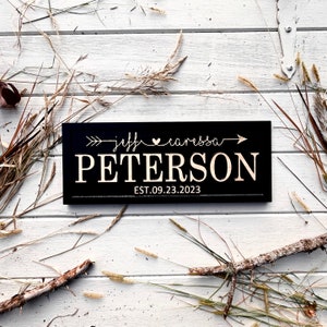 Personalized Family Name Sign, wedding gift Custom Carved Wood Anniversary Gift