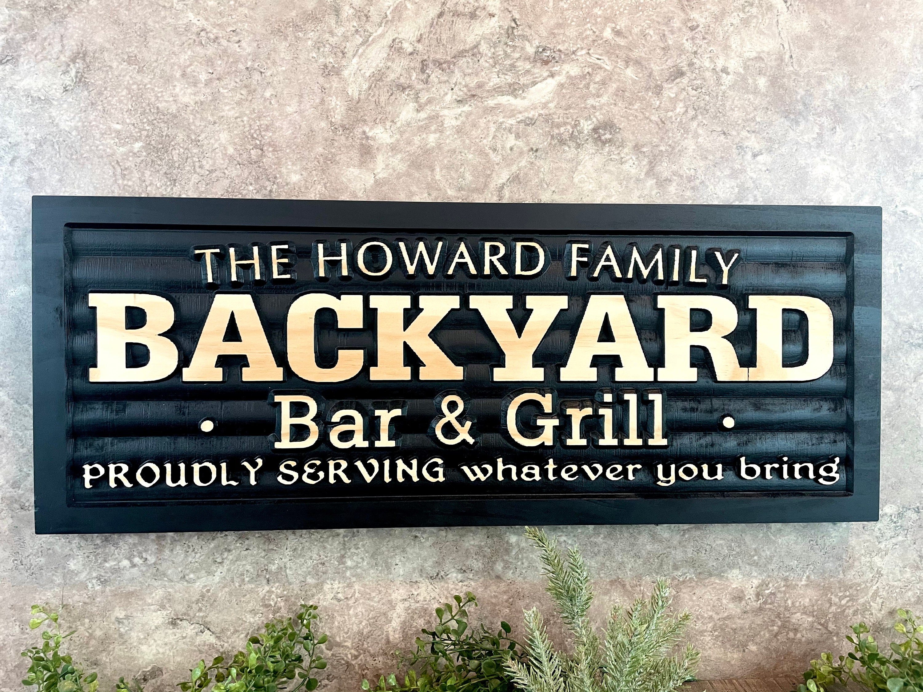 Personalized Backyard Sign Custom Bar & Grill Sign Carved Wood | Etsy