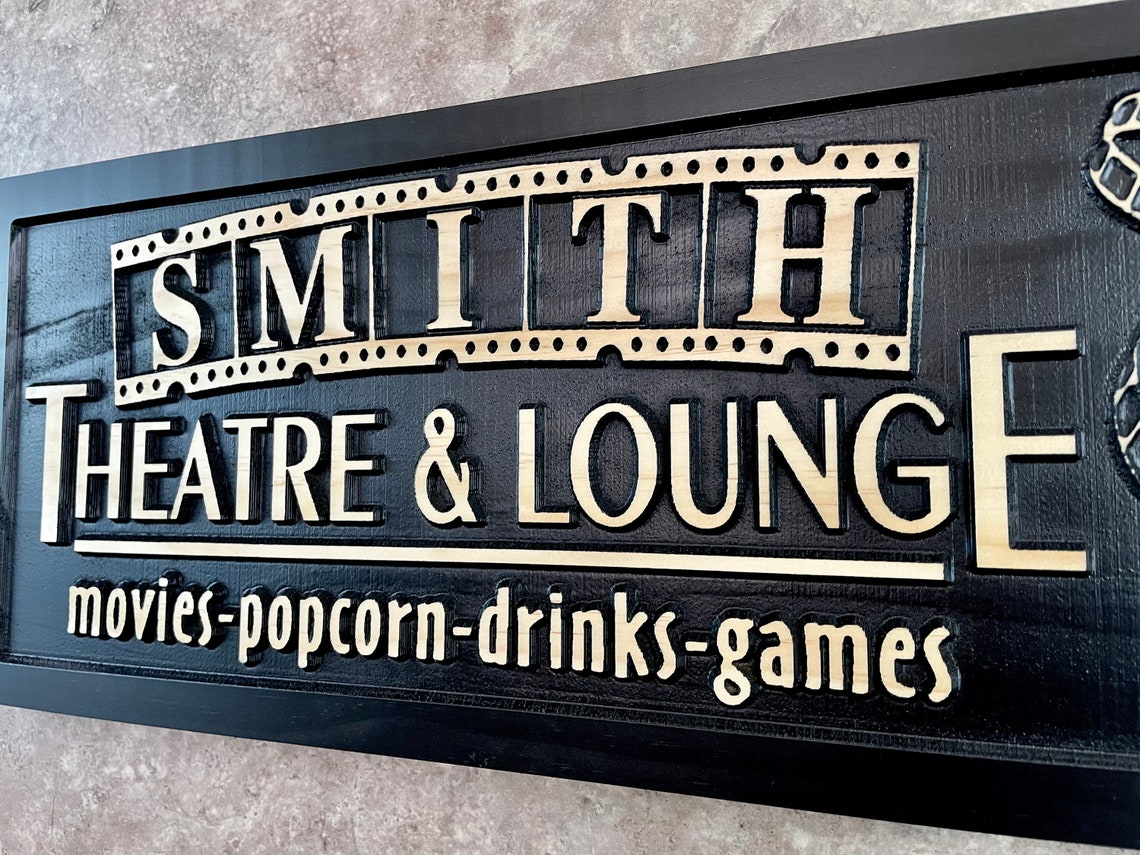 Custom Home Theater Sign Personalized Movie Theater Room Decor | Etsy