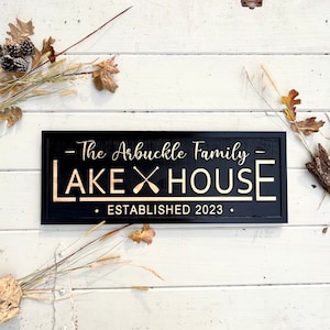 Lake House Sign Personalized Lakehouse Name Sign Custom Family Lake House Decor Cabin Home Lake Signs Gift from Realtor Gift for Dad Parents