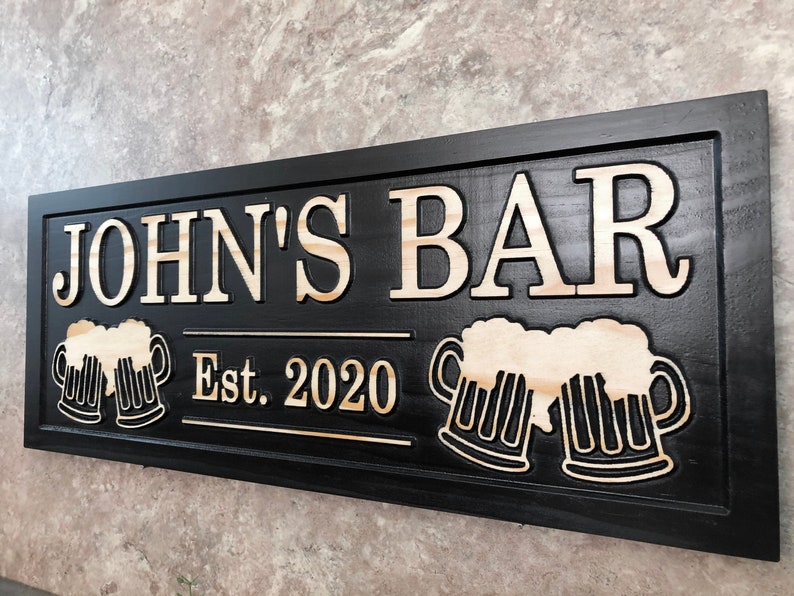 Personalized Bar Signs Custom Wood Name Signs for Sports Bar Etsy