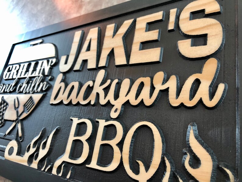 Personalized BBQ Name Sign for Backyard Grill Dad Gift for Him Etsy